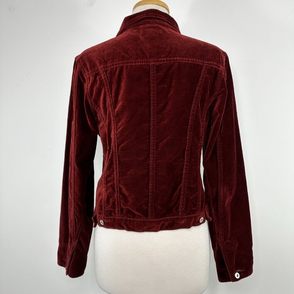 Sundance Wren Burgundy Velvet Velour Button Up Jacket Women's Size M - Picture 9 of 13